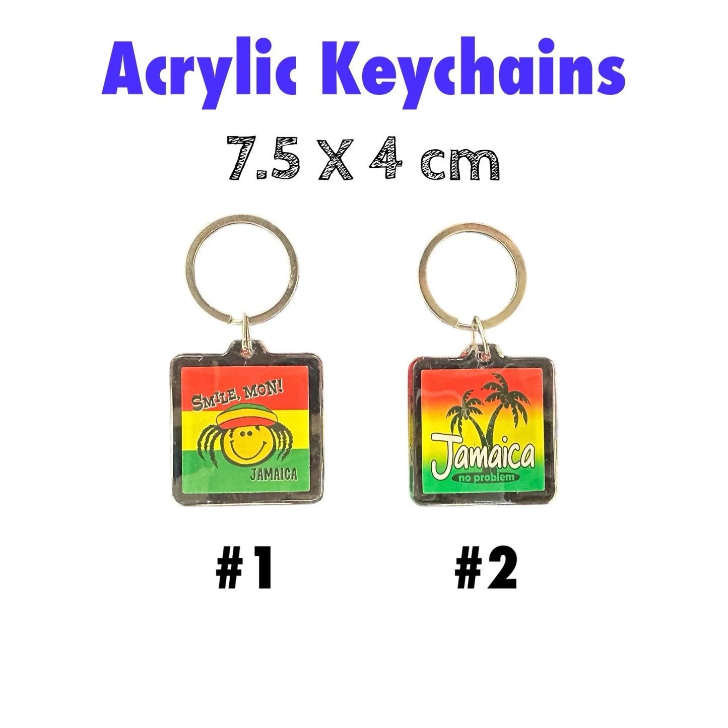 Acrylic Keychain Square Shape Jamaica - 1