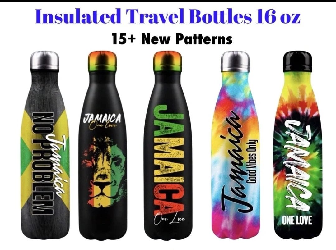 Botellas de viaje térmicas con diseños jamaicanos