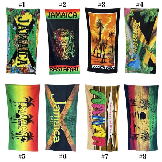 Beach Towel Jamaican Designs Cotton