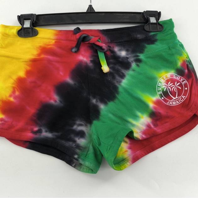 Booty Shorts-Jamaica Tie Dye Rasta colors