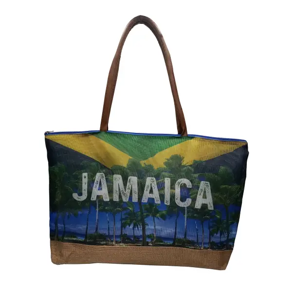Large Mesh Beach Bag With Jute Bottom