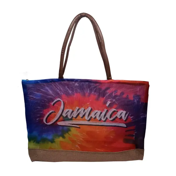Large Mesh Beach Bag With Jute Bottom - Image 4