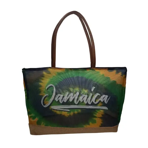 Large Mesh Beach Bag With Jute Bottom - Image 3